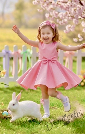 Официална или ежедневна детска рокля клош в розово Вилина