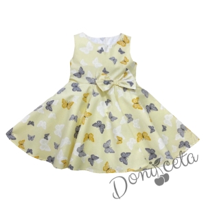 Детска рокля клош в нежен жълт цвят с пеперуди Вилина 
