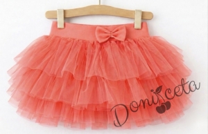 Детска туту пола пачка в коралов цвят