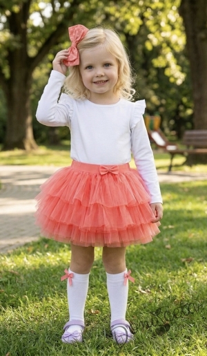 Детска туту пола пачка в коралов цвят