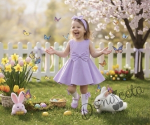 Официална или ежедневна детска рокля клош в лилаво 