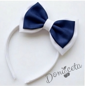 Ръчно изработена диадема в бяло и тъмносиньо 