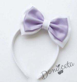 Ръчно изработена диадема в лилаво и бяло от памучен плат