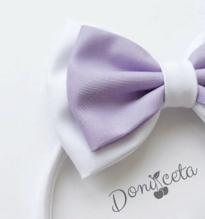 Ръчно изработена диадема в лилаво и бяло от памучен плат