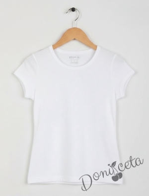 Детска тениска/блузка рипс с къс ръкав в бяло 