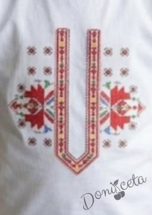 Детска тениска с къс ръкав с фолклорни/етно мотиви за момче