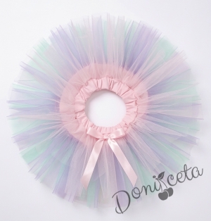 Детска туту пола пачка в много нежни цветове-розово, светлосиньо, лилаво и тюркоаз и мента