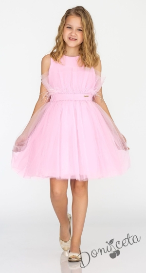 Детска празнична рокля "Анелия" – розов тюл и ефирни акценти от колекция Розовина