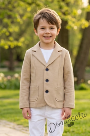 Детско сако за момче в бежово с джобчета Contrast 