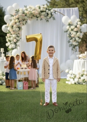 Детско сако за момче в бежово с джобчета Contrast 