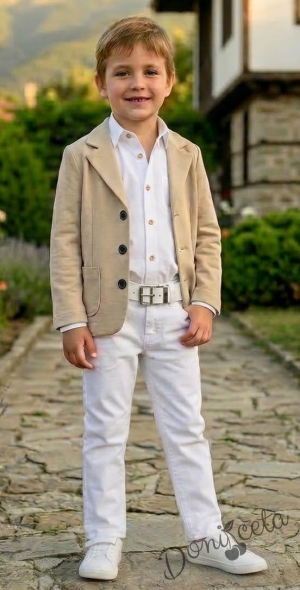 Бебешко сако за момче в бежово с джобчета Contrast 