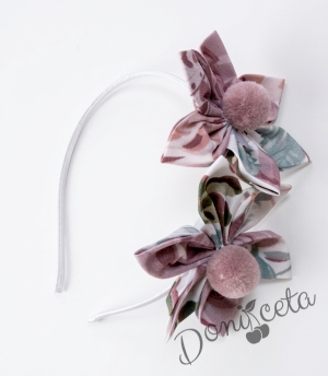 Детска рокля Надежда в пепел от рози с тюл и диадема за коса с цветя