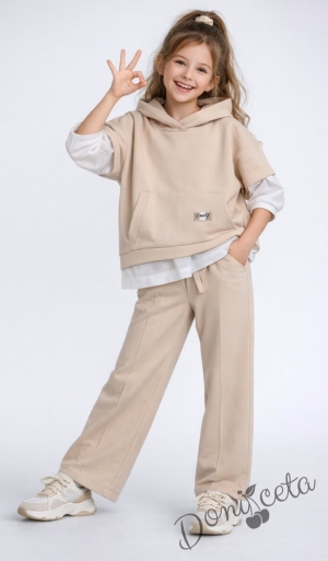 Детски комплект от две части в бежов цвят