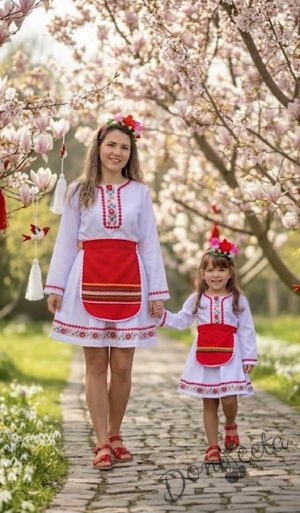 Дамска народна носия 17-комплект пола, риза и престилка с фолклорни/етно мотиви 