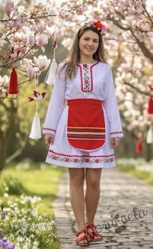 Дамска народна носия 17-комплект пола, риза и престилка с фолклорни/етно мотиви 