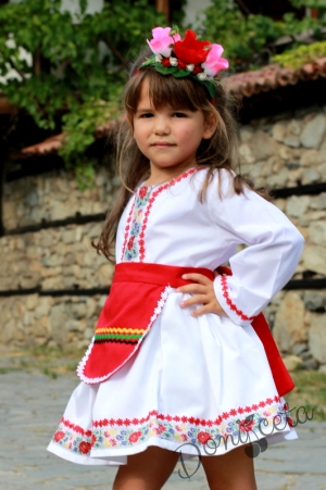 Дамска народна носия 17-комплект пола, риза и престилка с фолклорни/етно мотиви 