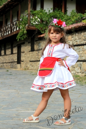 Дамска народна носия 17-комплект пола, риза и престилка с фолклорни/етно мотиви 