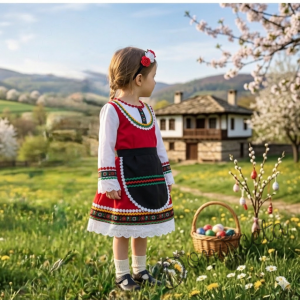 Дамска или детска народна носия 22-комплект сукман с престилка с фолклорни/етно мотиви 