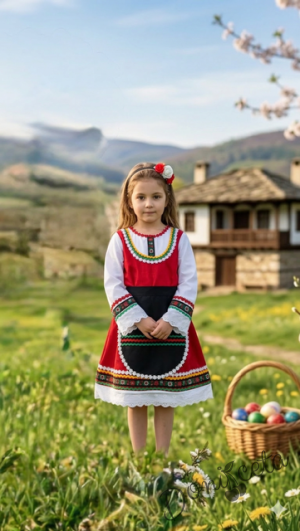 Дамска или детска народна носия 22-комплект сукман с престилка с фолклорни/етно мотиви 