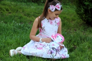 Диадема в розово с панделка Вилина