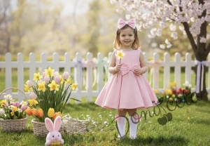 Официална или ежедневна детска рокля клош в розово Вилина