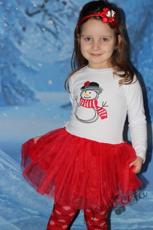 Детска  рокля с дълъг ръкав със снежен човек