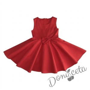 Комплект от 3 части-детска рокля клош в червено Вилина, диадема и болеро