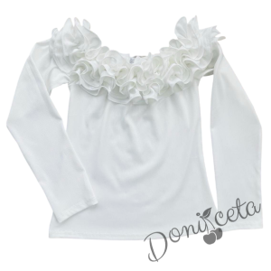 Детска блуза за момиче с дълъг ръкав с ефектно деколте  1