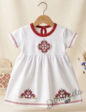 Бебешка рокличка с къс ръкав с фолклорни/етно мотиви за момиченце