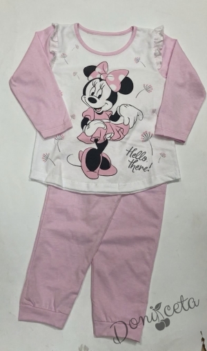 Детска пижама за момиче в бяло и светлорозово с Мини Маус