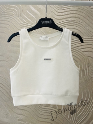 Комплект за момиче от 3 части-пола , бюстие и късо сако с дълъг ръкав в розово