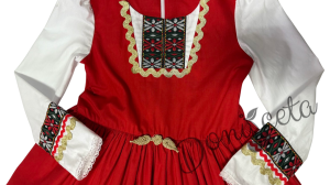 Детска рокля с дълъг ръкав в червено с фолклорни/етно мотиви тип народна носия 45621900 3