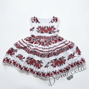 Детска рокля без ръкав с фолклорни и етно мотиви тип народна носия 