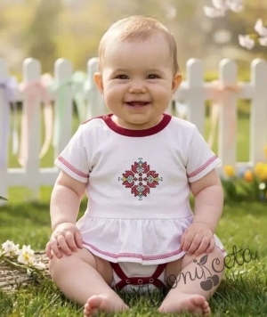 Бебешко боди с къс ръкав с етно мотиви