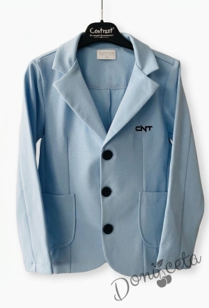 Детско или бебешко сако за момче в светлосиньо с джобове от колекция Светлосияна