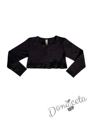 Комплект Гери от 3 части - пола и болеро в черно и риза с панделка  2