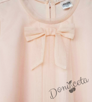 Детска блуза без ръкав в цвят пудра с панделка за момиче Вая 2