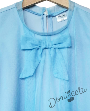 Детска блуза без ръкав в светлосиньо с панделка за момиче Вая 3