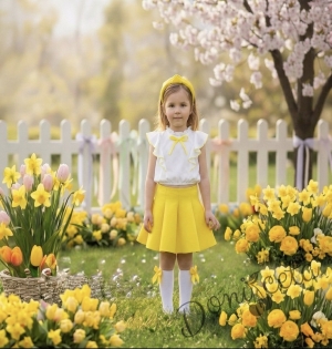 Комплект от пола неопрен в жълто и риза Contrast с жълта панделка 