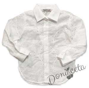 Комплект от 2 части-детска туту пола пачка в черен цвят и ризка с бродерия в бяло