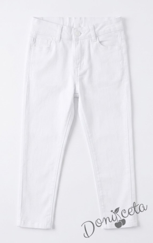 Комплект за момче от 2 части тениска с яка в жълто и бял панталон, подходящ и за ученическа униформа 