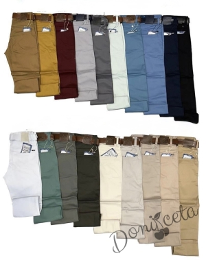 Спортно-елегантен панталон за момче със скрит джоб в светло бежов цвят