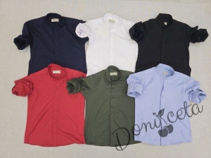 Официална детска риза с дълъг ръкав без яка в светлосиньо 