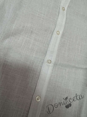 Детска риза в бяло с дълъг ръкав за момче