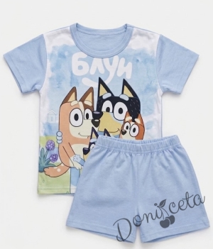 Детска пижама  с къс ръкав в синьо за момче Блуи
