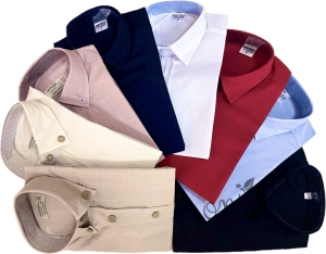 Детска риза за момче с дълъг ръкав в бежово с яка и копчета в бежово