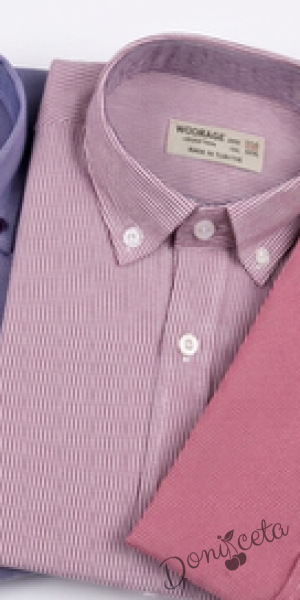 Детска риза за момче с дълъг ръкав в пепел от рози на райе