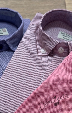 Детска риза за момче с дълъг ръкав в пепел от рози 