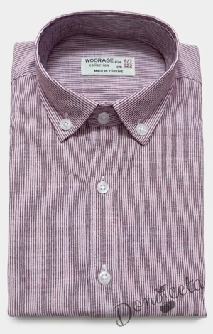 Детска риза за момче с дълъг ръкав в пепел от рози на райе