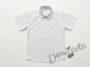 Комплект от 3 части- панталон в черно, риза в бяло с къс ръкав  и елек в черно с папийонка с ноти